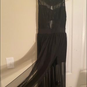 Long romper shorts/dress large black